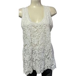 J. Crew Women's Tank Top Shirt Size L Pullover Tank Sleeveless‎ Floral Lace